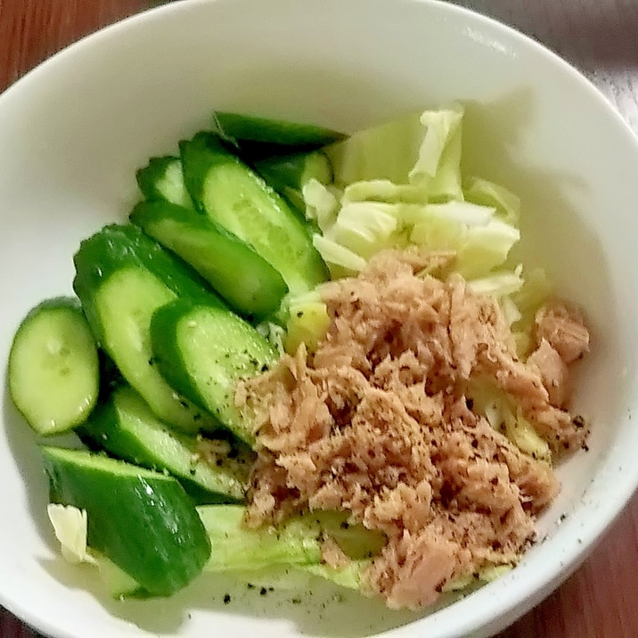 ツナ缶ときゅうり・キャベツのレモン風味サラダ